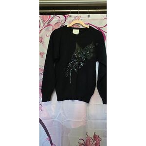 Vintage Womens Small Mister Noah Black Sweater With Sequins